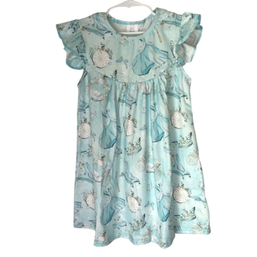 Princess Graphics Ruffle Sleeve Knee Length Girl's Size 6-7 Yrs. Dress #M